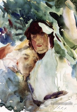  Anton Tableaux - Ena Wertheimer avec Antonio Mancini John Singer Sargent aquarelle